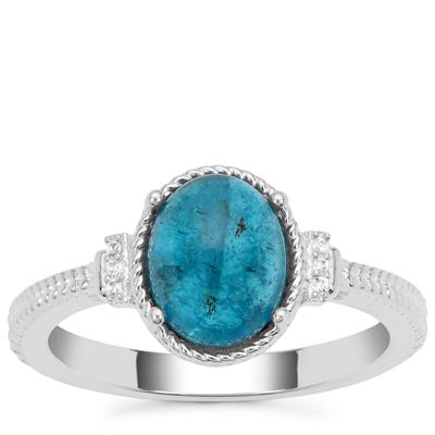 Neon Apatite Ring with White Zircon in Sterling Silver 2.40cts