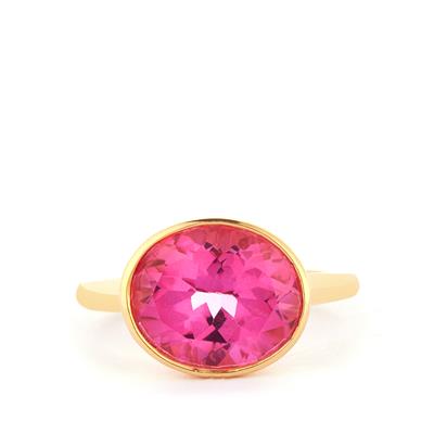 Pink Topaz Ring  in Gold Tone Sterling Silver 5.63cts