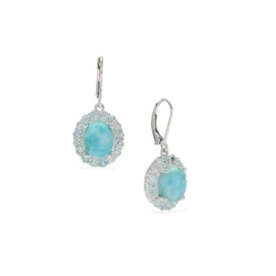 Larimar Earrings with Sky Blue Topaz in Sterling Silver 9.55cts