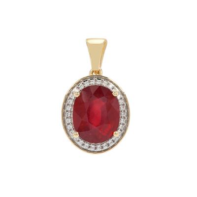 Bemainty Ruby Pendant with White Zircon in 9K Gold 5.80cts