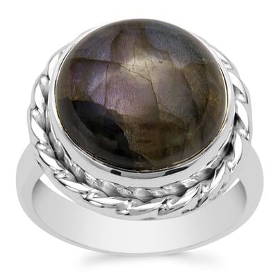 Pink Flash Labradorite Ring in Sterling Silver 10cts