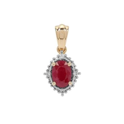 Burmese Ruby Pendant with White Zircon in 9K Gold 1ct