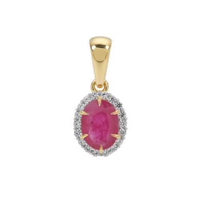 Kenyan Ruby Pendant with White Zircon in Gold Plated Sterling Silver 1.95cts