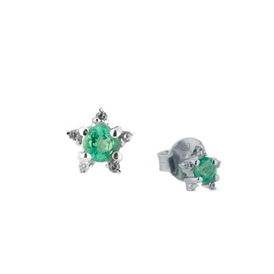 Ethiopian Emerald Earring with White Zircon in Sterling Silver 0.60ct