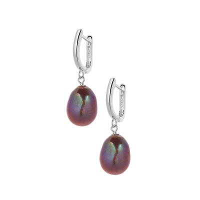 Naturally Metallic Cultured Pearl Earrings in Sterling Silver (13 x 10mm)