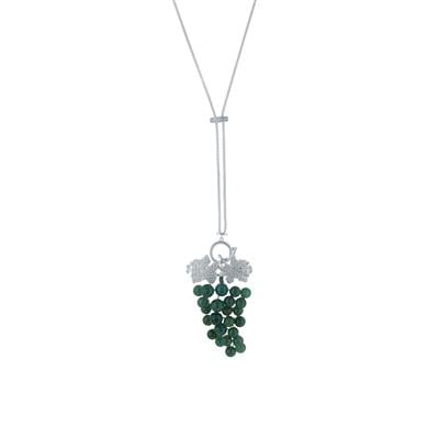 Type A Olmec Jadeite Slider Necklace with White Zircon in Sterling Silver 42.95cts
