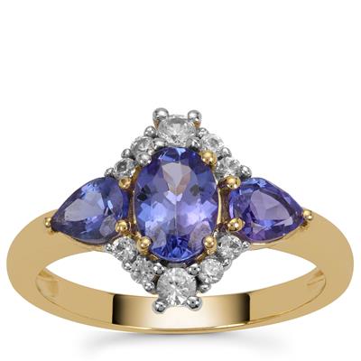 AA Tanzanite Ring with White Zircon in 9k Gold 1.80cts