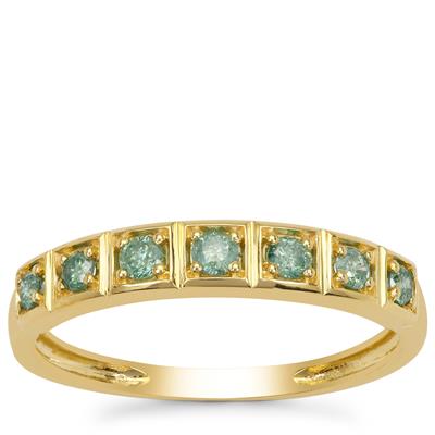 Seafoam Green Diamond Ring in 9K Gold 0.25ct