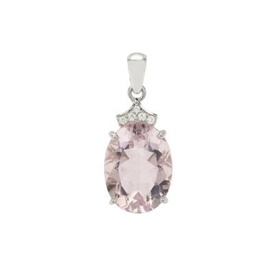Pink Fluorite Pendant with White Zircon in Sterling Silver 11.70cts