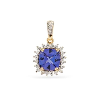 AAA Tanzanite Pendant with White Zircon in 9K Gold 1.90cts