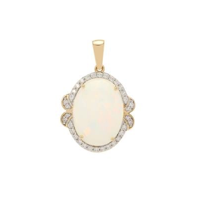 Ethiopian Opal Pendant with White Zircon in 9K Gold 5cts