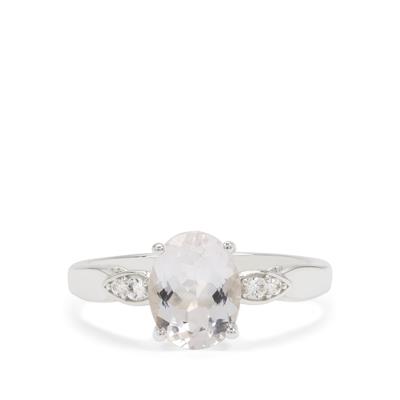 Alto Ligonha Morganite Ring with White Zircon in Sterling Silver 1.75cts