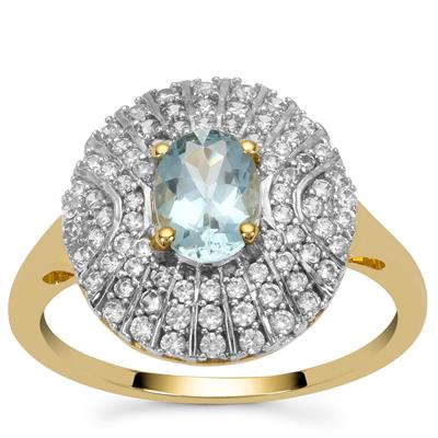 Santa Maria Aquamarine Ring with White Zircon in 9K Gold 1.35cts