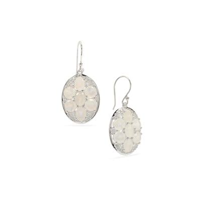 Rainbow Moonstone Earrings with White Zircon in Sterling Silver 12cts