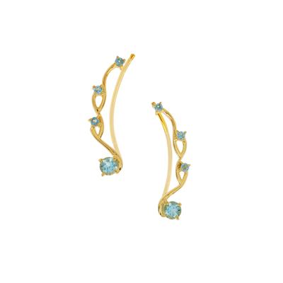 Swiss Blue Topaz Earring Vines in Gold Plated Sterling Silver 1cts
