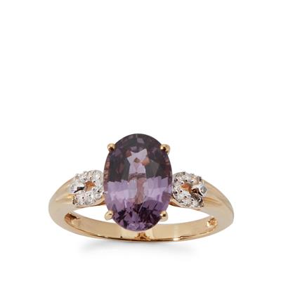Pink Sapphire Ring with Diamond in 18K Gold  3.60cts