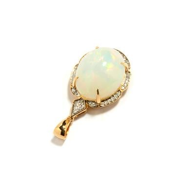 Ethiopian Opal Pendant with Diamond in 18K Gold 9.53cts