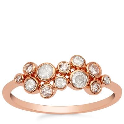 Pink, White Diamonds Ring in 9K Rose Gold 0.39ct
