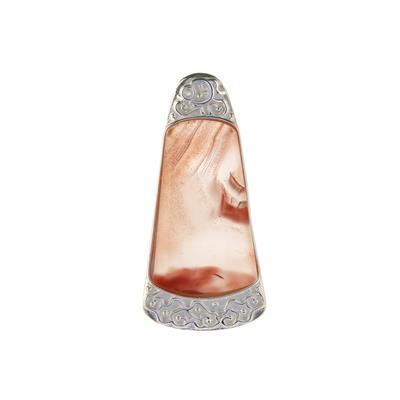 Icy Lychee Nanhong Agate Pendant with White Topaz in Sterling Silver 14.01cts
