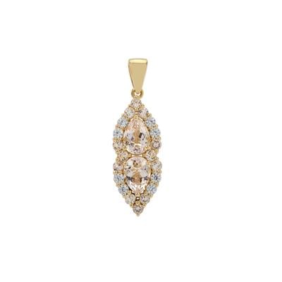 Idar Pink Morganite Pendant with White Zircon in 9K Gold 1.95cts