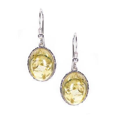 Baltic Champagne Amber Earrings in Sterling Silver (16 x 12mm)