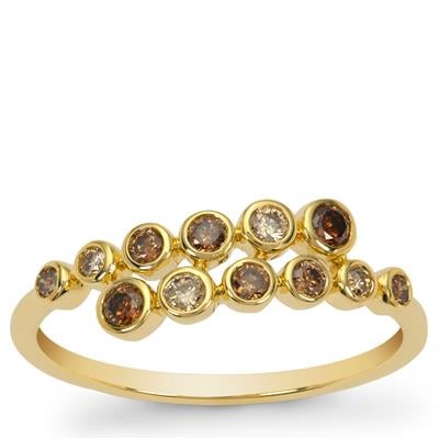 Golden Ivory, Champagne Diamonds Ring in 9K Gold 0.33cts 