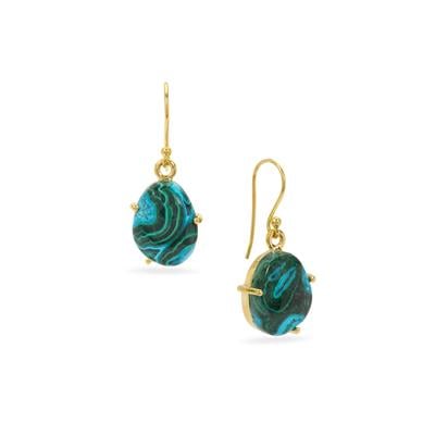 Chrysocolla Malachite Earrings in Gold Plated Sterling Silver 23.80cts