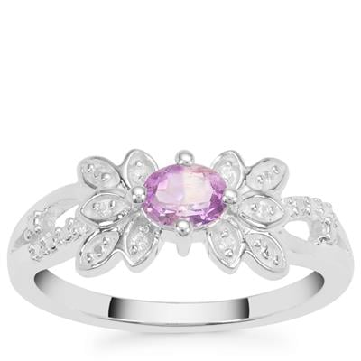 Moroccan Amethyst Ring with White Zircon in Sterling Silver 0.35ct