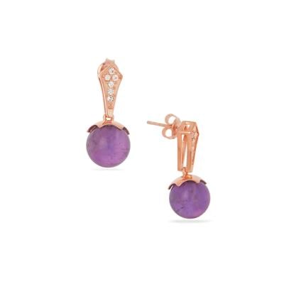 Zambian Amethyst Earrings with White Topaz in Rose Gold Tone Sterling Silver 14.90cts