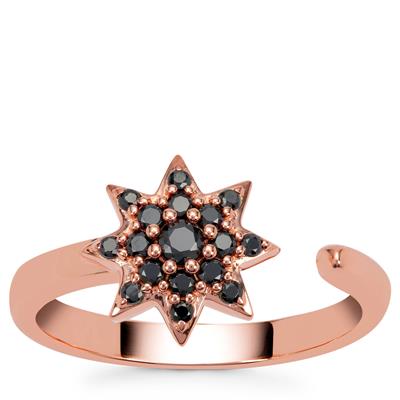 Black Spinel Ring in Rose Gold Plated Sterling Silver 0.35ct