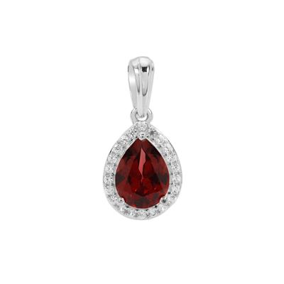 Nampula Garnet Pendant with White Zircon in Sterling Silver 1.35cts