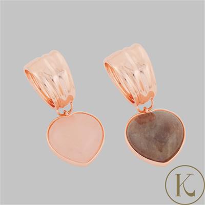 Kimbie Heart Scarf Ring / Pendant - Available in Rose Quartz Or Strawberry Quartz 60cts