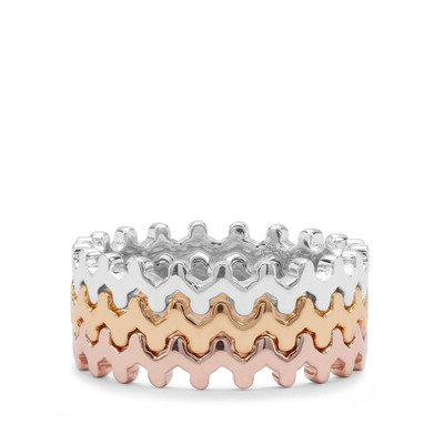 Ring in Three Tone Gold Plated Sterling Silver
