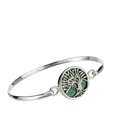 Chrysocolla Tree of Life Bangle in Sterling Silver 10cts