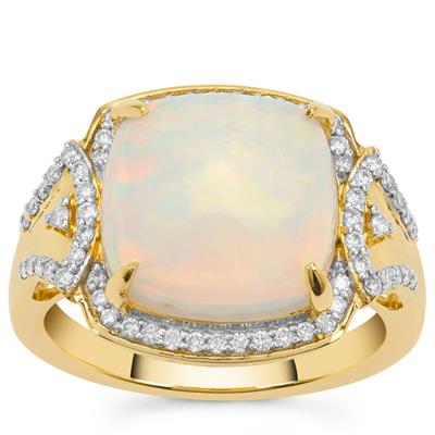 Ethiopian Opal Ring with Diamonds in 18K Gold 3.95cts