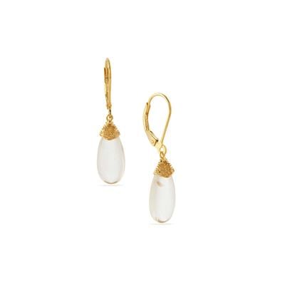 Optic Quartz Earrings with Diamantina Citrine in Gold Tone Sterling Silver 7.23cts