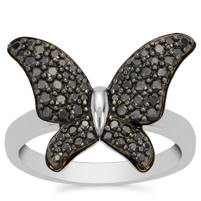 Black Spinel Ring in Sterling Silver 1cts