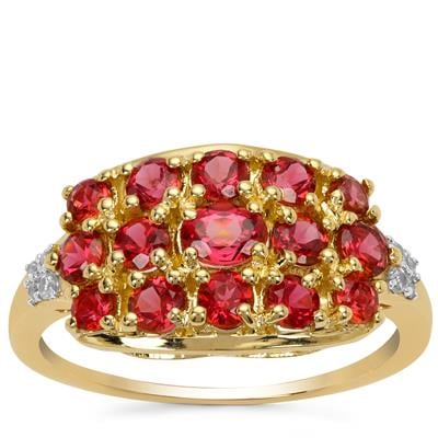 Burmese Red Spinel Ring with White Zircon in 9K Gold 1.40cts