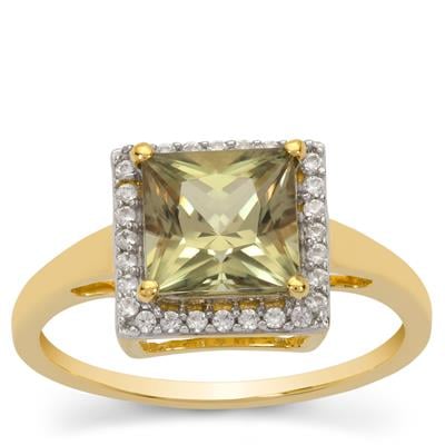 Csarite® Ring with White Zircon in 9K Gold 2cts