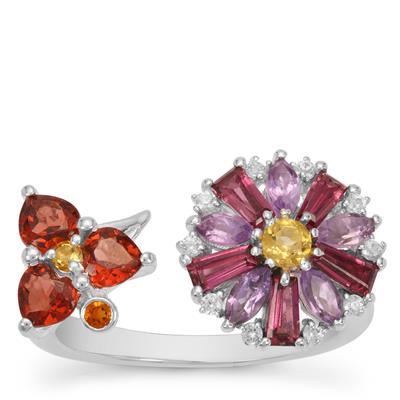 Rose De France Amethyst Ring with Multi Gemstone in Sterling Silver 1.95cts