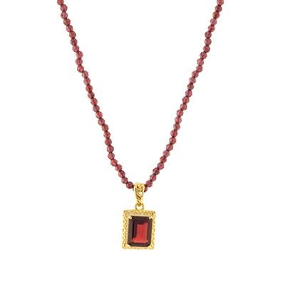 Rajasthan Garnet Necklace in Gold Tone Sterling Silver 23.45cts 