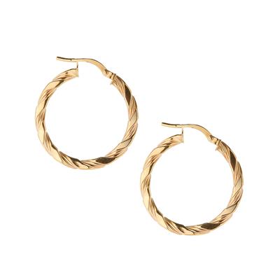 9K Gold Twist Hoop Earrings 1.26g