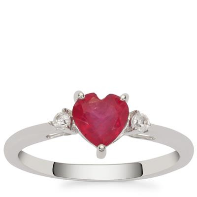 Bemainty Ruby Ring with White Zircon in Sterling Silver 1.20cts