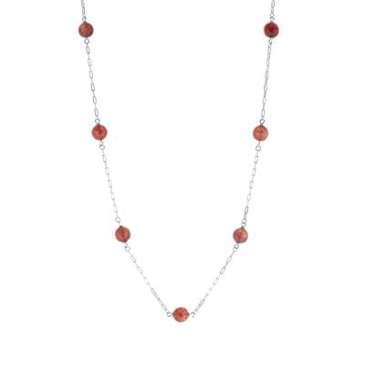 Strawberry Quartz Necklace in Sterling Silver 35.20cts