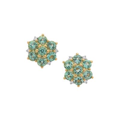 Aquaiba™ Beryl Earrings with Diamonds in 9K Gold 1.35cts