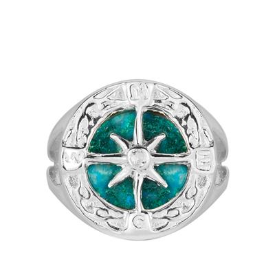 Chrysocolla Ring with White Topaz in Sterling Silver 0.8cts