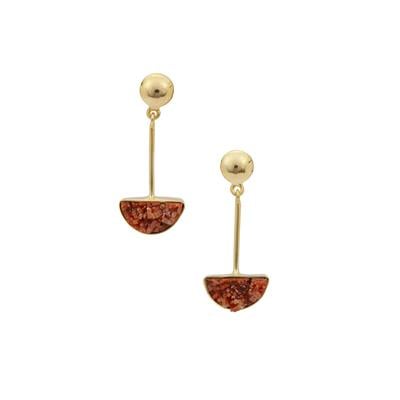 Drusy Vanadinite Earrings in Gold Plated Sterling Silver 16cts