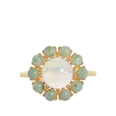 Ethiopian Opal Ring with Burmese Type A Jadeite in 9K Gold 2.64cts