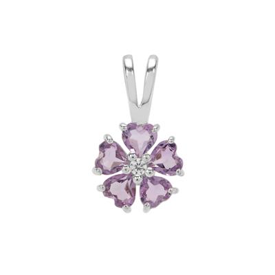 Rose De France Amethyst Pendant with White Zircon in Sterling Silver 0.70ct