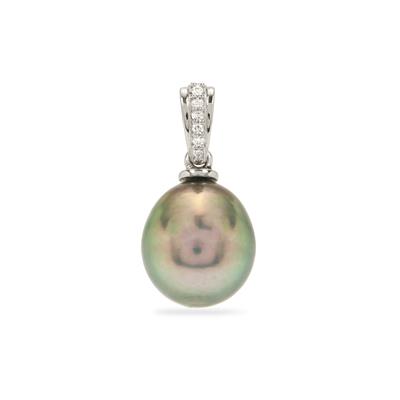 Tahitian Cultured Pearl Pendant with Diamond in Platinum 950 (10 MM)
